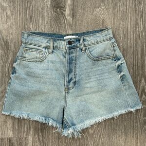 Cello Blue Jean Shorts High-Waisted Frayed Hem